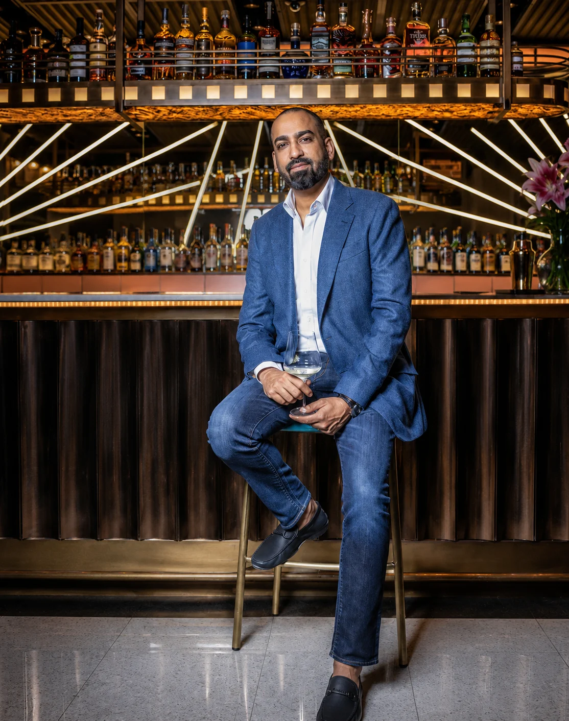 Manish Jain, the owner of Bombay Budapest, at the bar